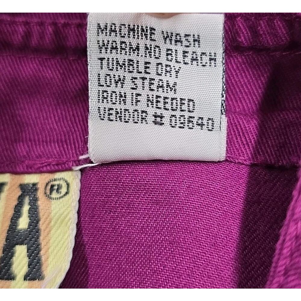 Vtg 80s Forenza Cotton Midi Shirtdress 16 Magenta Berry Purple Prairie Dress - Picture 4 of 7